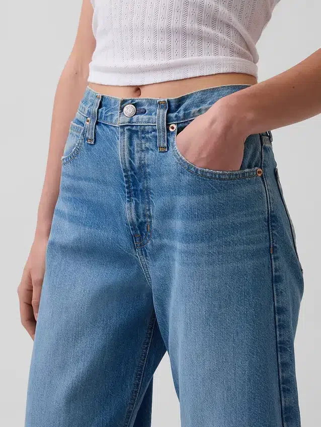 Jeans a vita alta e gamba larga