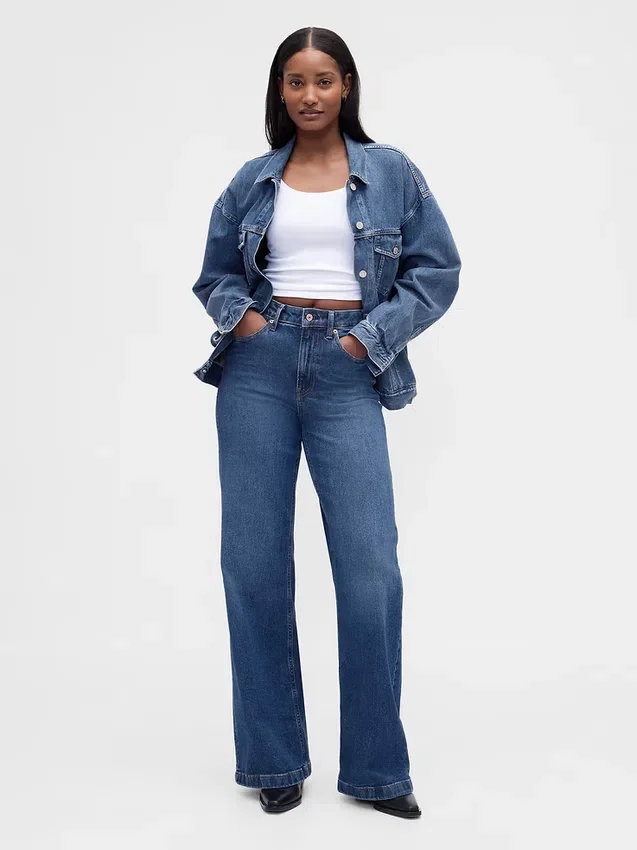 Jeans a vita alta e gamba larga per taglie curvy