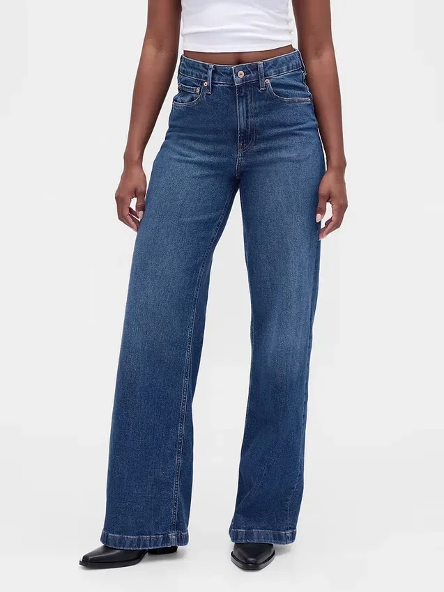 Jeans a vita alta e gamba larga per taglie curvy