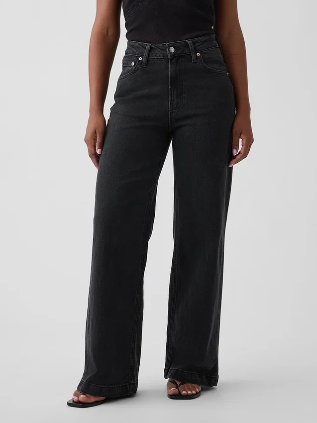 Jeans a vita alta e gamba larga per taglie curvy