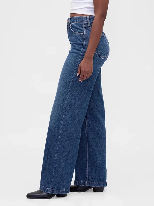 Jeans a vita alta e gamba larga per taglie curvy
