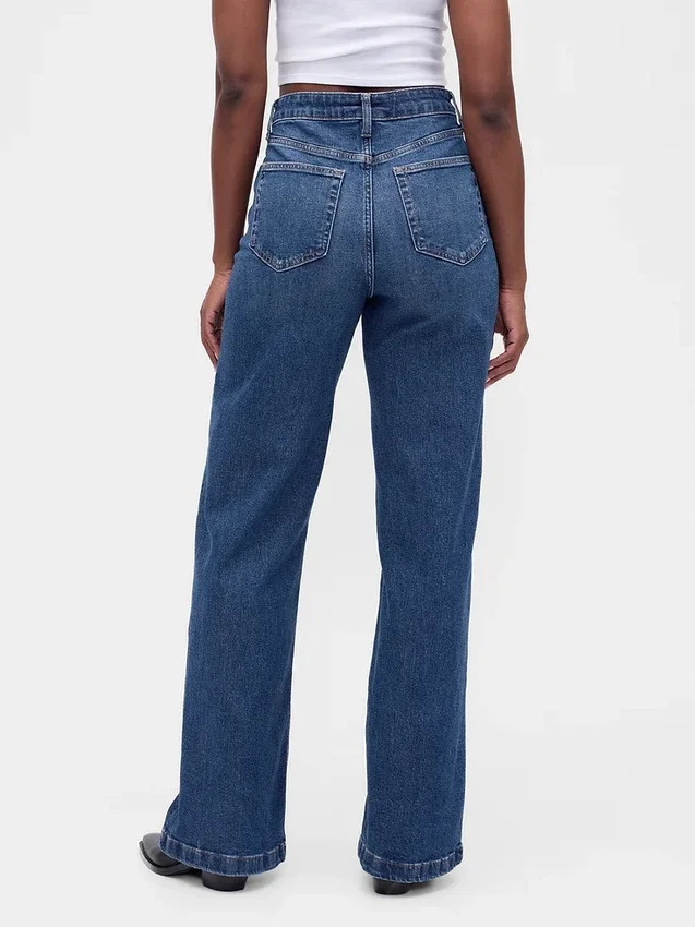 Jeans a vita alta e gamba larga per taglie curvy