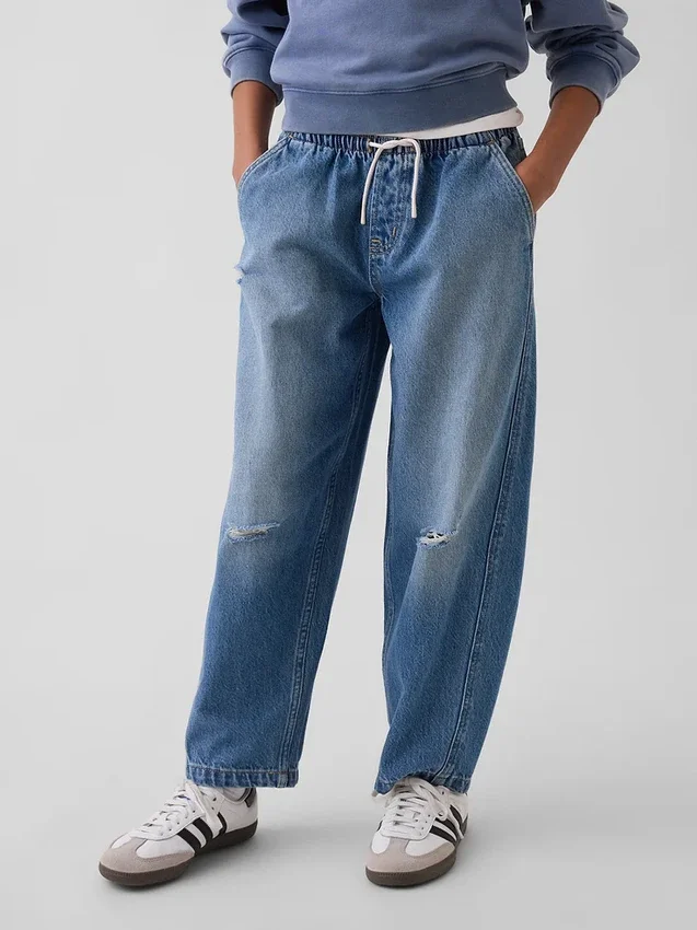 Jeans a vita alta Easy Barrel per bambini