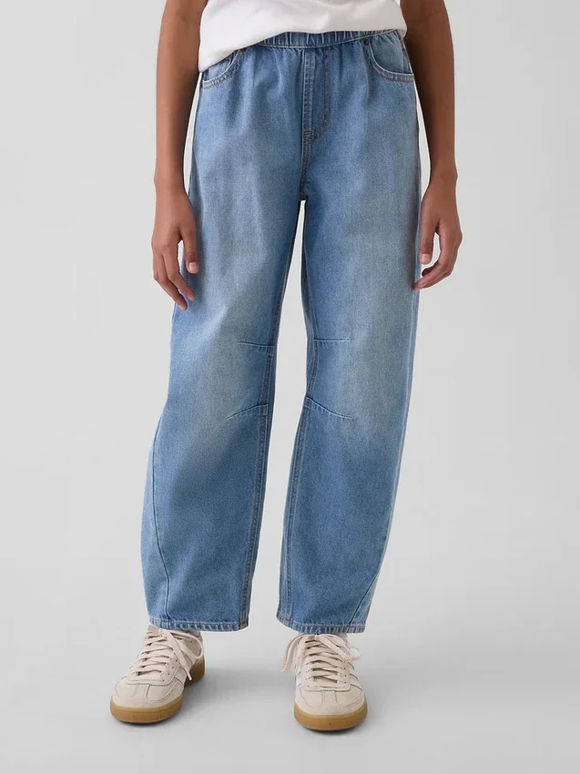 Jeans a vita alta Easy Barrel per bambini