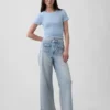 Jeans a vita alta, gamba larga e lunghezza alla caviglia