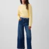 Jeans a vita alta, gamba larga e lunghezza alla caviglia