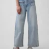 Jeans a vita alta, gamba larga e lunghezza alla caviglia