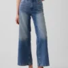 Jeans a vita alta, gamba larga e lunghezza alla caviglia