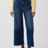 Jeans a vita alta, gamba larga e lunghezza alla caviglia