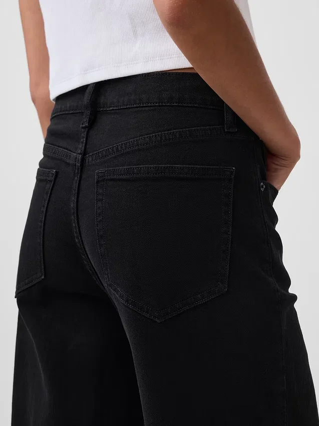 Jeans a vita alta, gamba larga e lunghezza alla caviglia