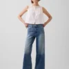 Jeans a vita alta, gamba larga e lunghezza alla caviglia