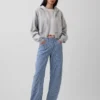 Jeans a vita alta in denim ultrasoft a righe, modello Barrel