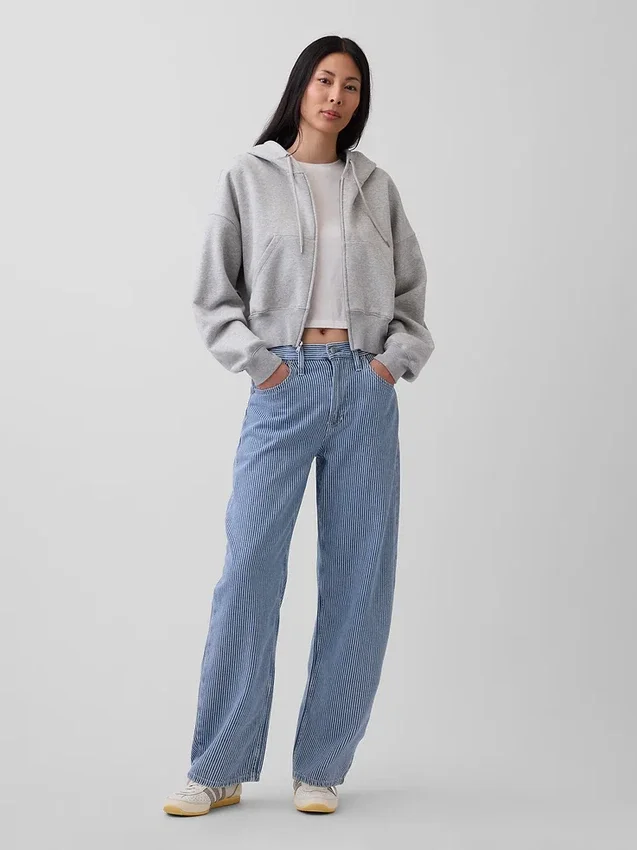 Jeans a vita alta in denim ultrasoft a righe, modello Barrel