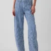 Jeans a vita alta in denim ultrasoft a righe, modello Barrel