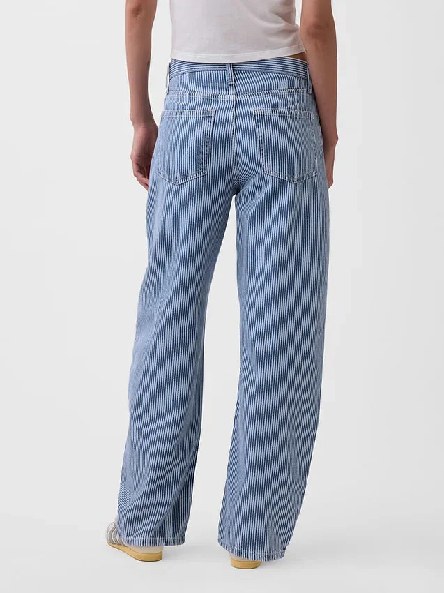 Jeans a vita alta in denim ultrasoft a righe, modello Barrel