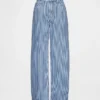 Jeans a vita alta in denim ultrasoft a righe, modello Barrel