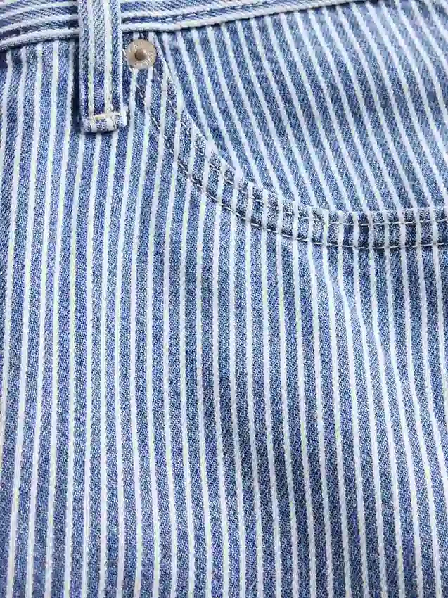 Jeans a vita alta in denim ultrasoft a righe, modello Barrel