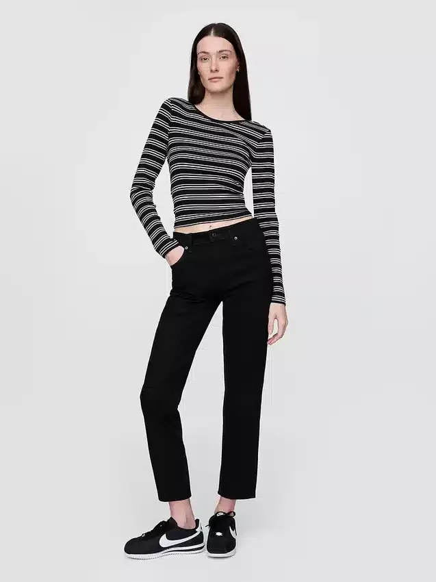 Jeans a vita alta, modello Cheeky, dal taglio dritto