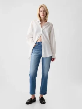 Jeans a vita alta, modello Cheeky, dal taglio dritto