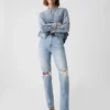 Jeans a vita alta, modello Cheeky, dal taglio dritto