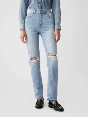 Jeans a vita alta, modello Cheeky, dal taglio dritto