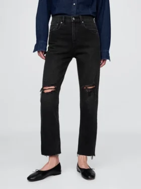 Jeans a vita alta, modello Cheeky, dal taglio dritto