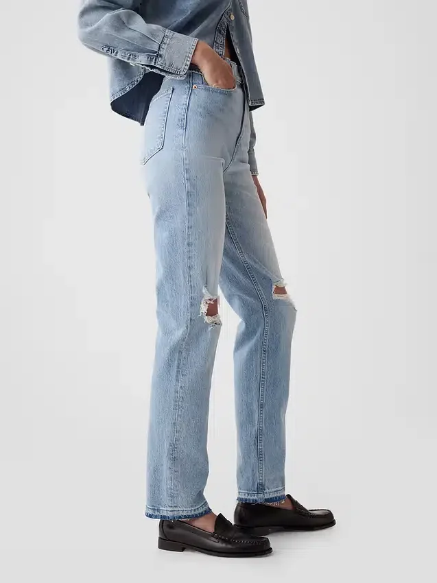 Jeans a vita alta, modello Cheeky, dal taglio dritto