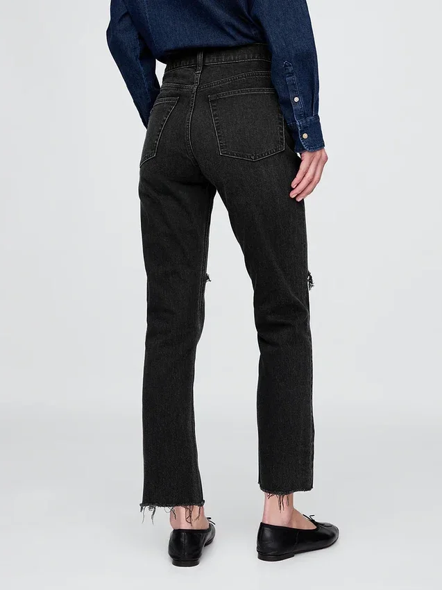 Jeans a vita alta, modello Cheeky, dal taglio dritto