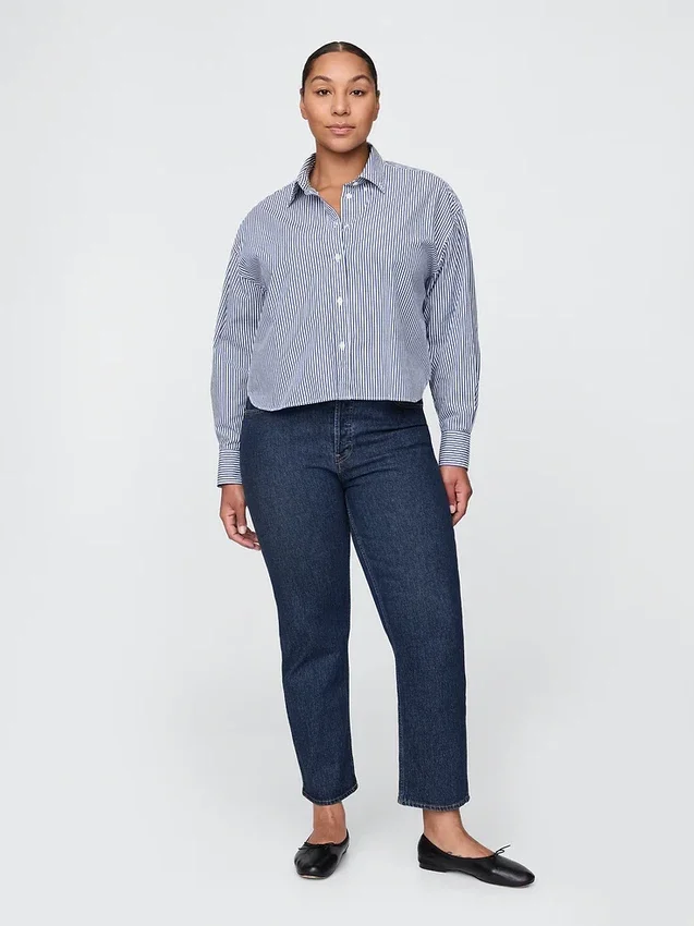 Jeans a vita alta, modello Cheeky, dal taglio dritto