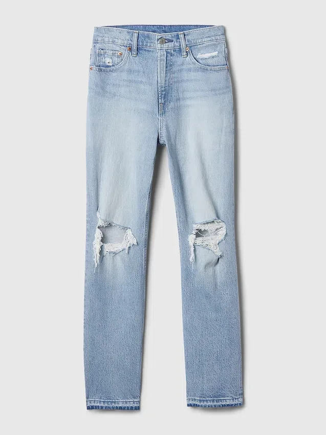 Jeans a vita alta, modello Cheeky, dal taglio dritto