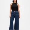 Jeans a vita alta per taglie curvy, a gamba larga e lunghezza alla caviglia