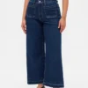 Jeans a vita alta per taglie curvy, a gamba larga e lunghezza alla caviglia