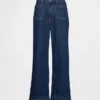 Jeans a vita alta per taglie curvy, a gamba larga e lunghezza alla caviglia