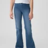 Jeans a vita alta svasati con cintura incrociata per bambini