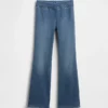 Jeans a vita alta svasati con cintura incrociata per bambini