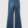 Jeans a vita alta svasati con cintura incrociata per bambini