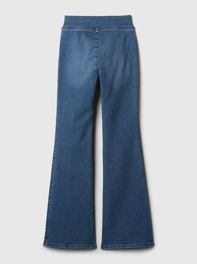 Jeans a vita alta svasati con cintura incrociata per bambini