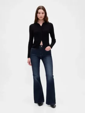 Jeans a vita alta svasati in stile anni '70