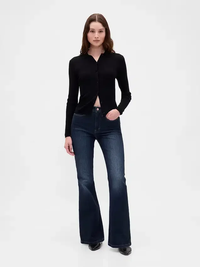 Jeans a vita alta svasati in stile anni '70