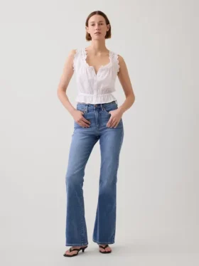 Jeans a vita alta svasati in stile anni '70