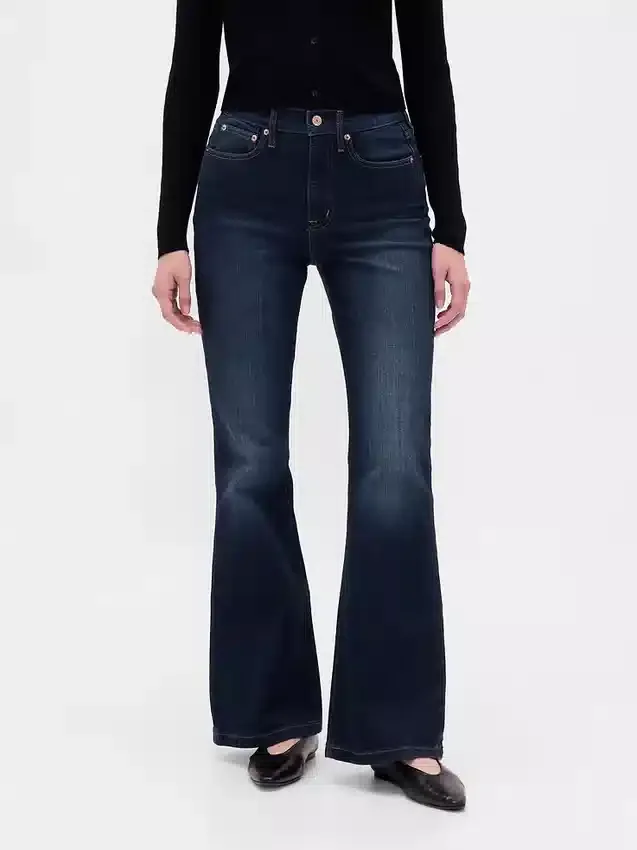 Jeans a vita alta svasati in stile anni '70