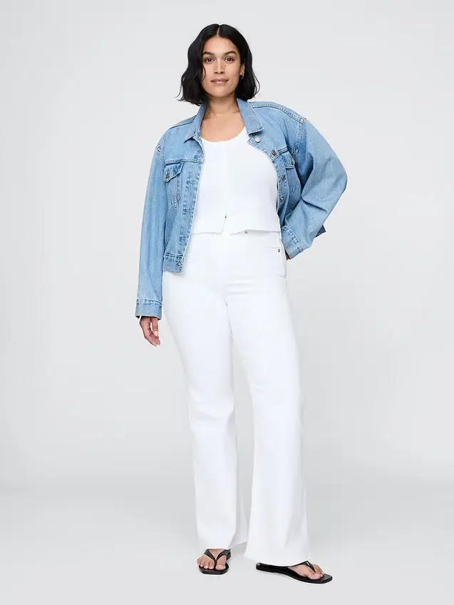Jeans a vita alta svasati in stile anni '70