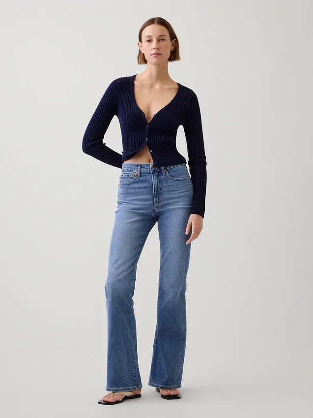 Jeans a vita alta svasati in stile anni '70