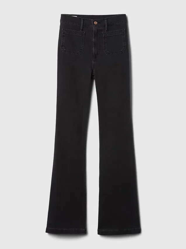 Jeans a vita alta svasati in stile anni '70
