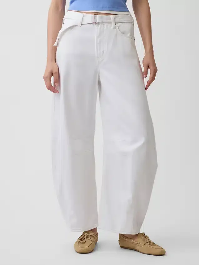 Jeans a vita alta ultrasoft con cintura e taglio a ferro di cavallo