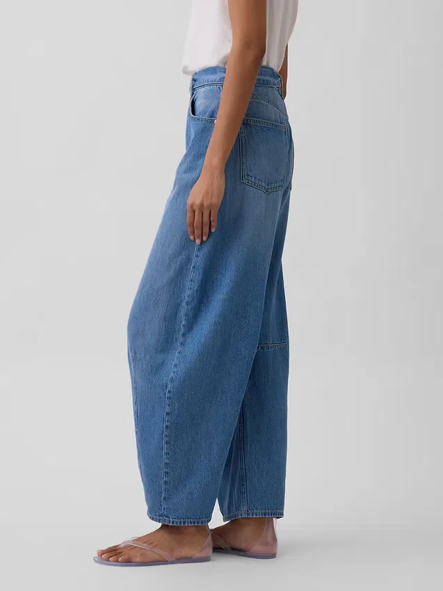 Jeans a vita alta ultrasoft con cintura e taglio a ferro di cavallo