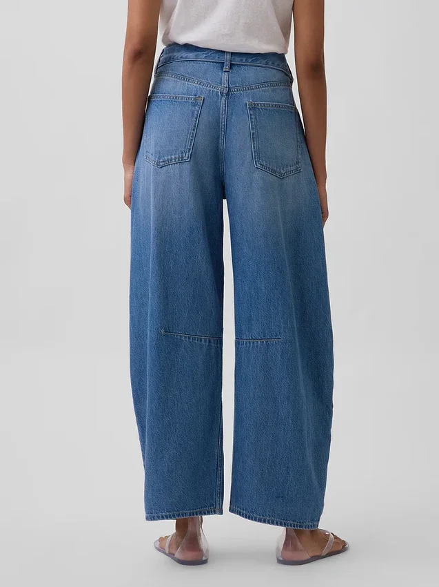 Jeans a vita alta ultrasoft con cintura e taglio a ferro di cavallo