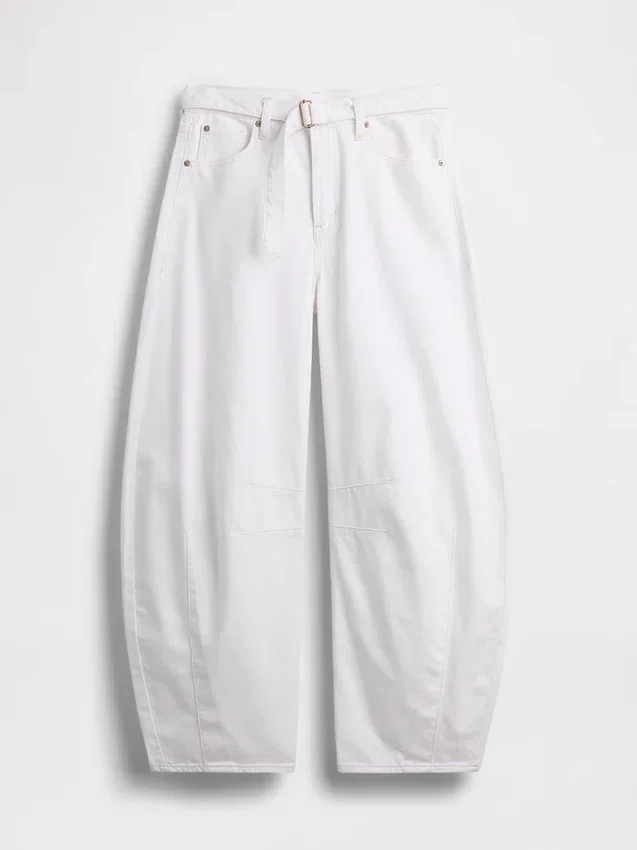 Jeans a vita alta ultrasoft con cintura e taglio a ferro di cavallo