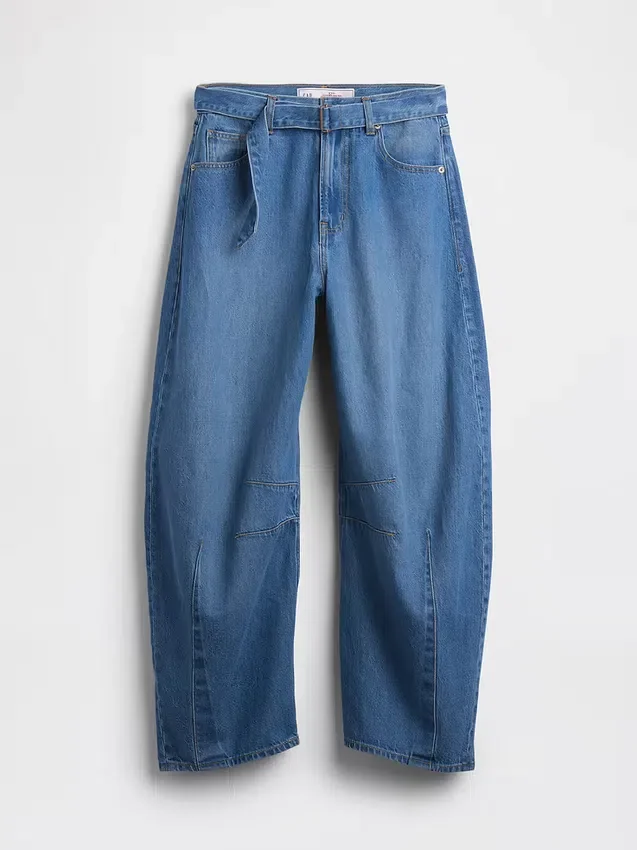 Jeans a vita alta ultrasoft con cintura e taglio a ferro di cavallo