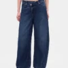 Jeans a vita alta ultrasoft con taglio a ferro di cavallo incrociato